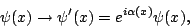 \begin{displaymath}\psi(x)\rightarrow\psi'(x)=e^{i\alpha(x)}\psi(x),\end{displaymath}