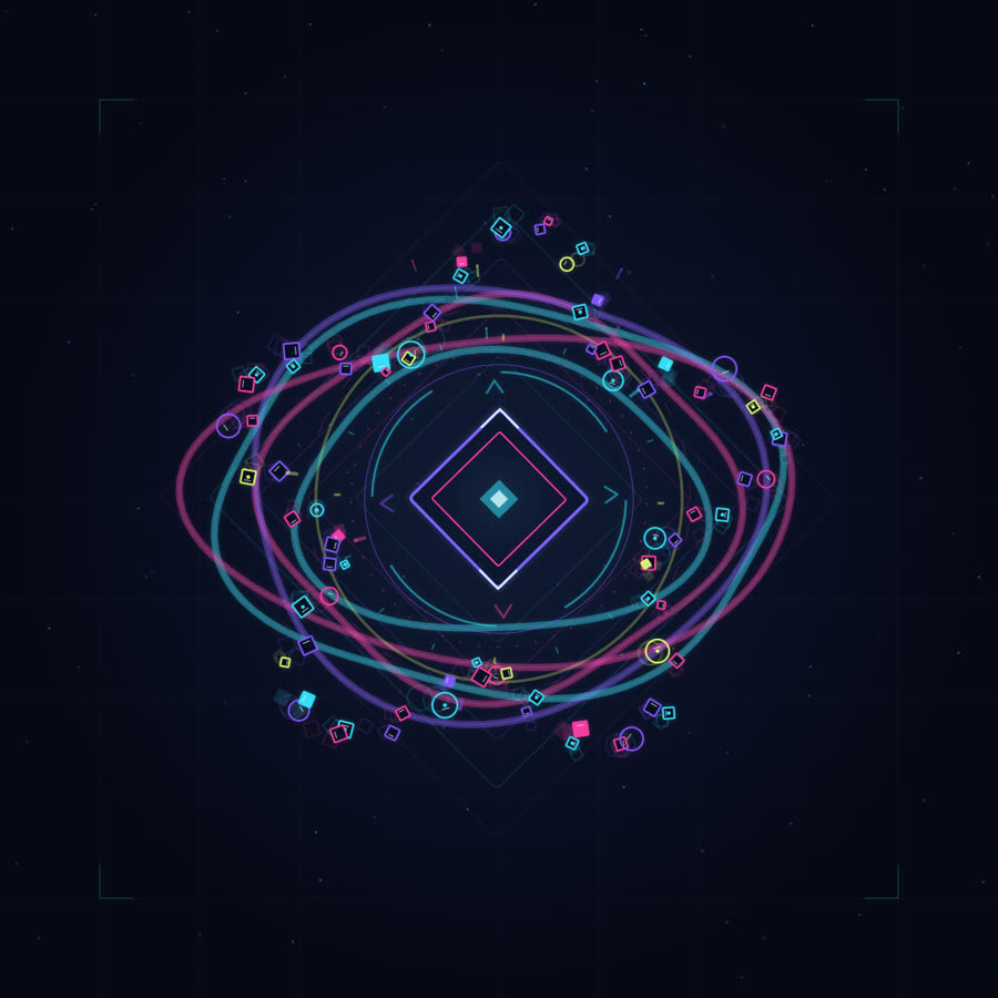 v1: neon geometric shapes