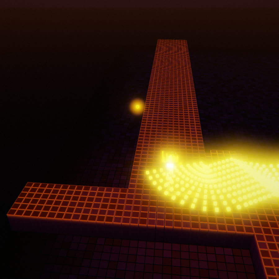 v3: walkers marching across a tile plain